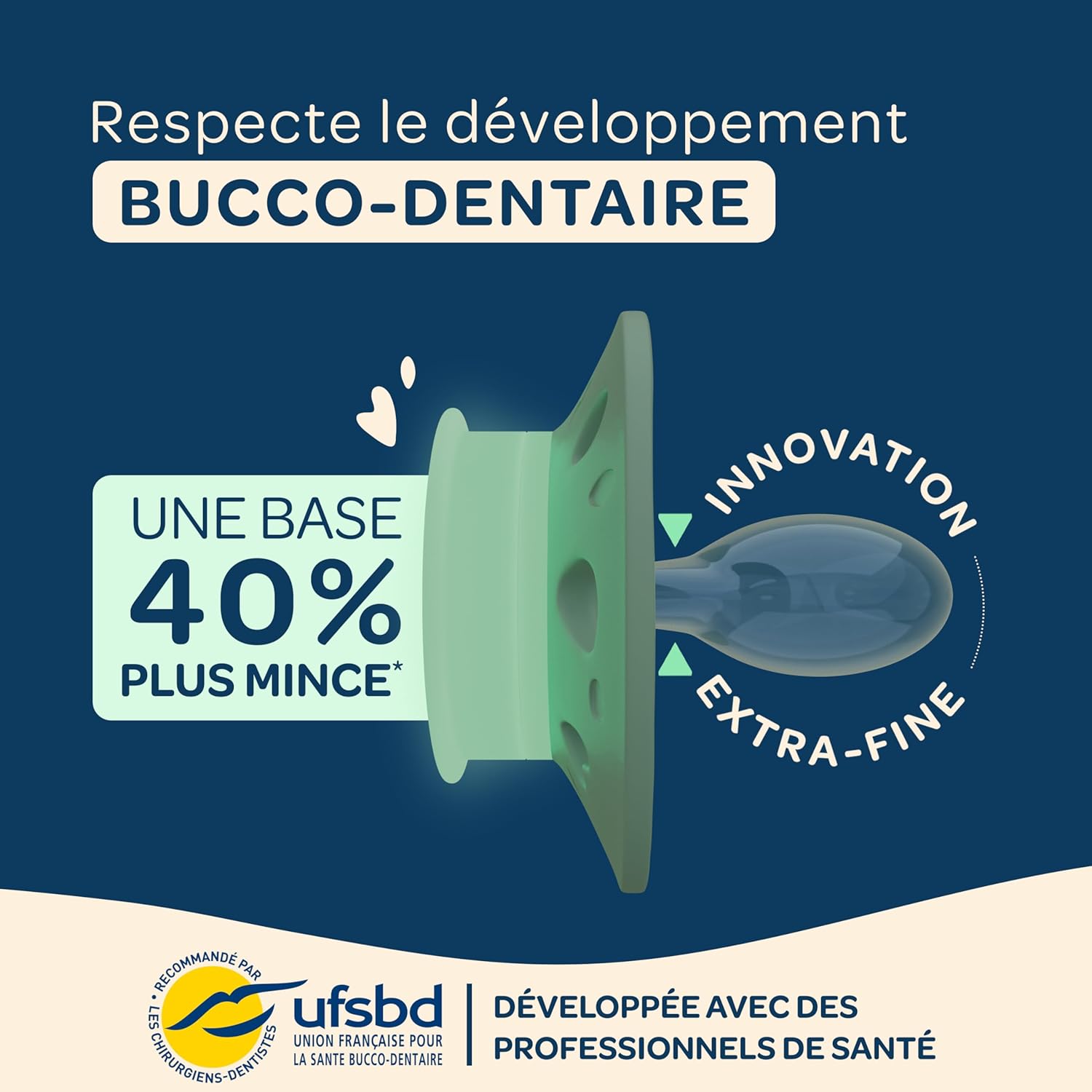 Thumbnail 2 de BIOLANE Tétines anatomiques de nuit phosphorescentes 18 mois et plus (vert et beige) téterelle plate réversible