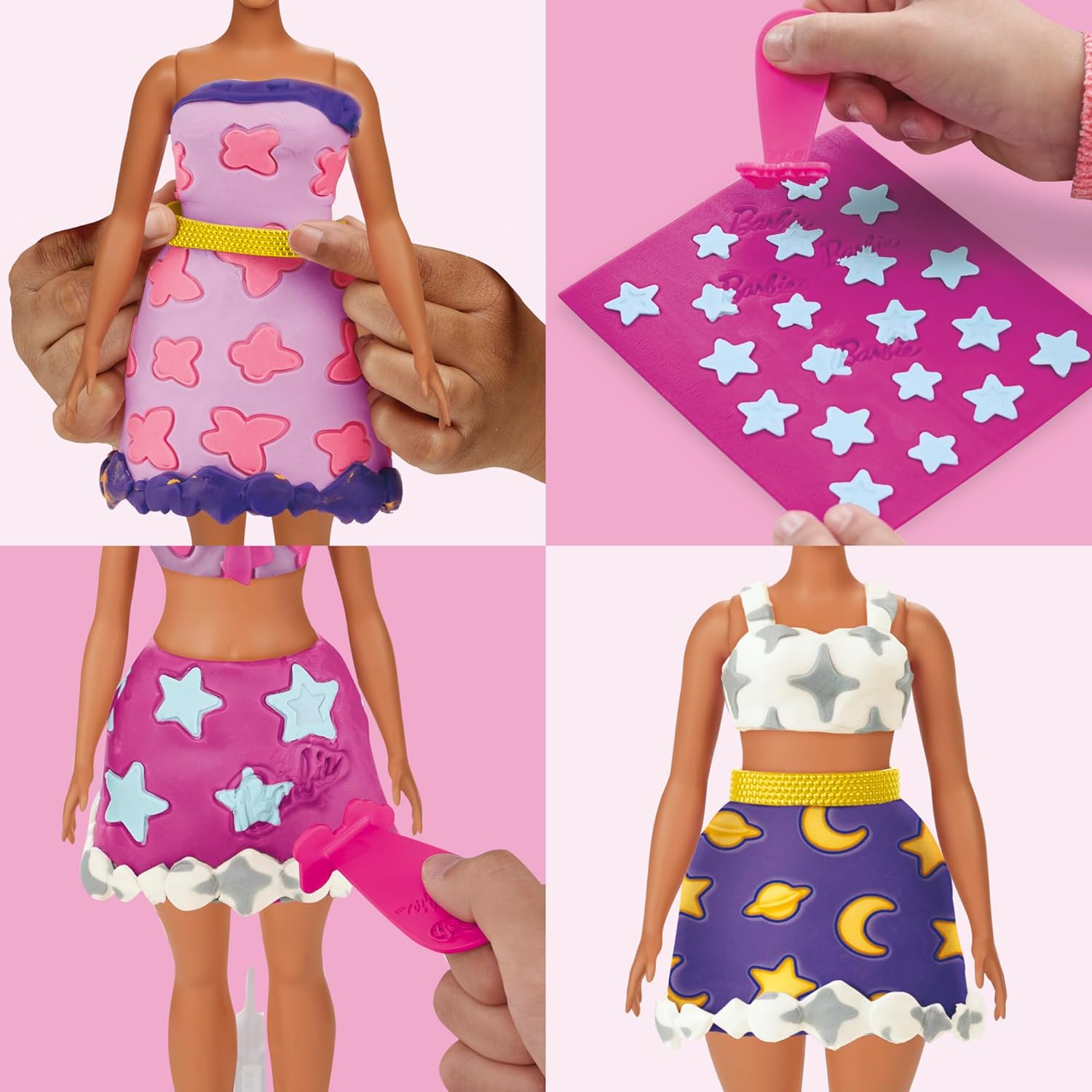 Detalle de Play-Doh Barbie Glitzer & Edelsteine Accessoire-Pack für stylische Puppenkleidung