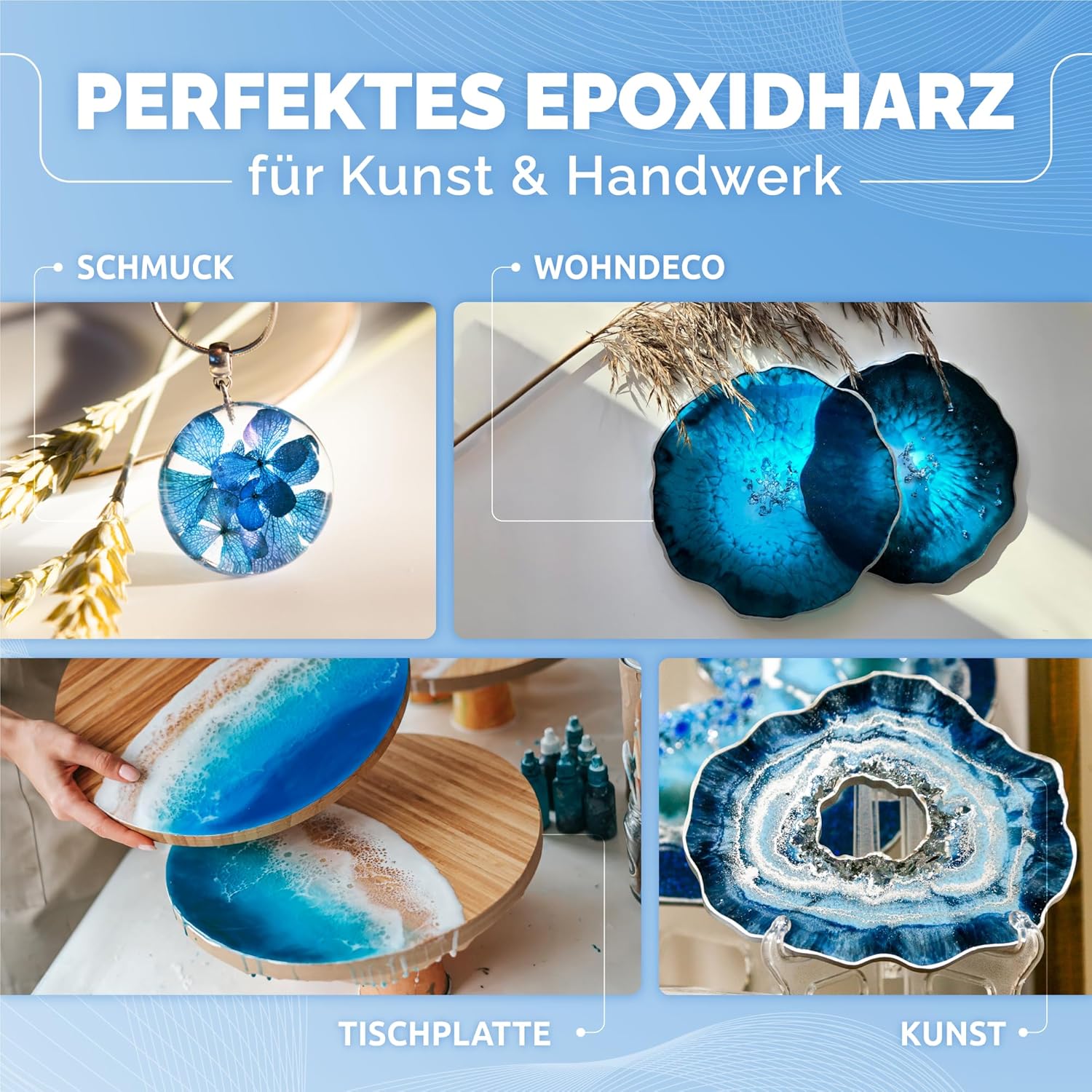Thumbnail 2 de Craft Resin 8L Epoxidharz-Set (transparent) – Gießharz mit Härter im 1:1-Verhältnis für DIY, Untersetzer & Formen