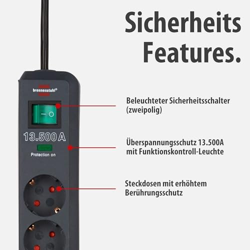 Thumbnail 2 de Brennenstuhl Eco-Line 6-fach Steckdosenleiste mit Überspannungsschutz – anthrazit