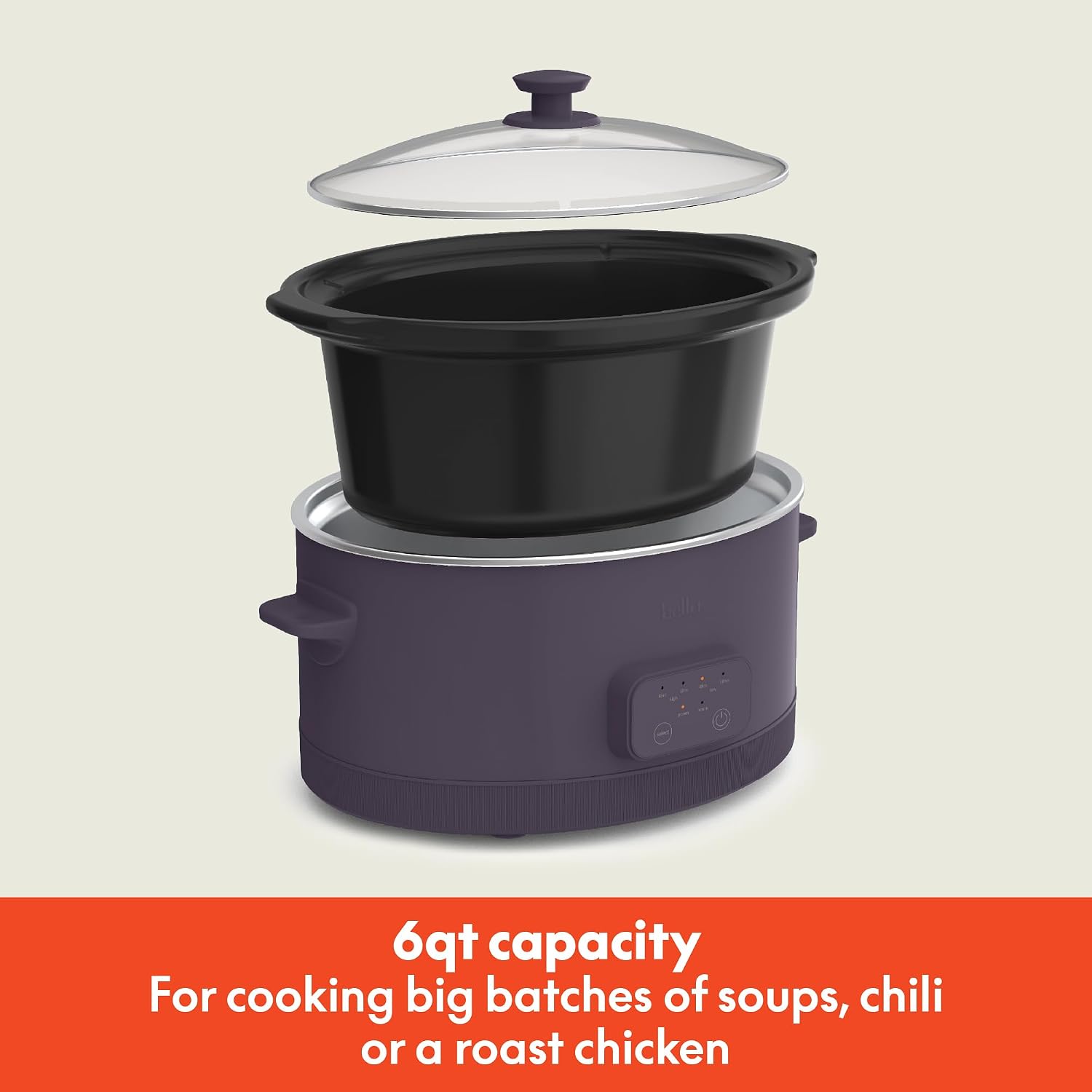 Thumbnail 1 de bella 6.0 Qt Programmable Slow Cooker (Plum) with Ceramic Nonstick Stoneware Pot