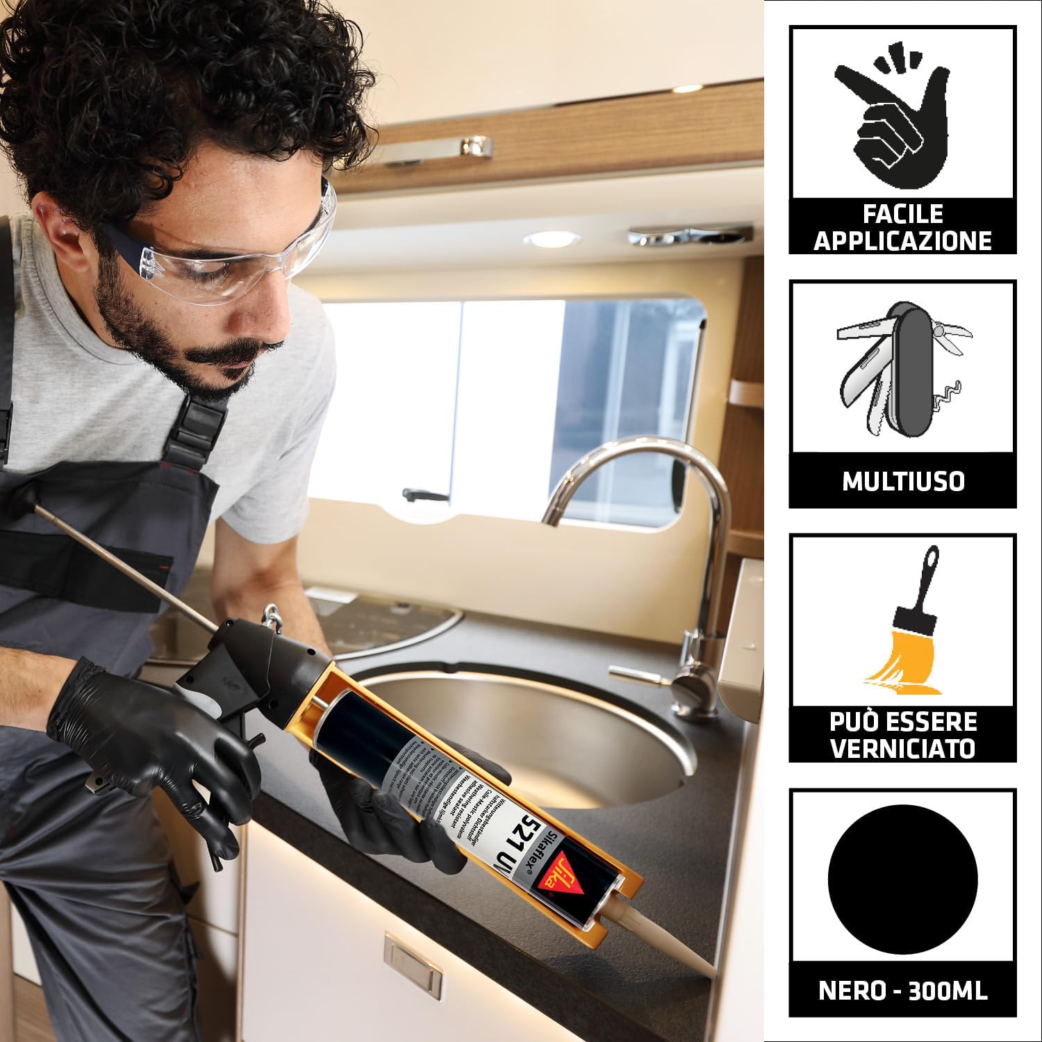 Thumbnail 1 de Sikaflex 521 UV Nero: Sigillante multiuso resistente UV per auto e camper, 300 ml