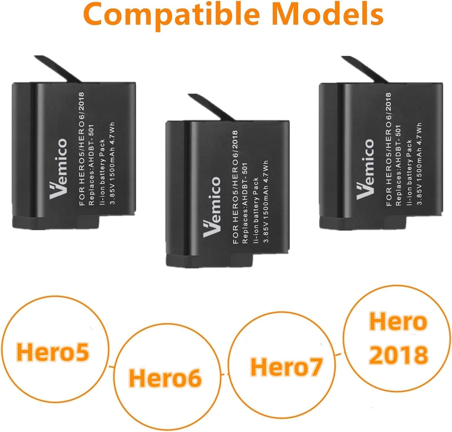 Thumbnail 1 de Vemico Hero 7/6/5 Batteria 1500mAh