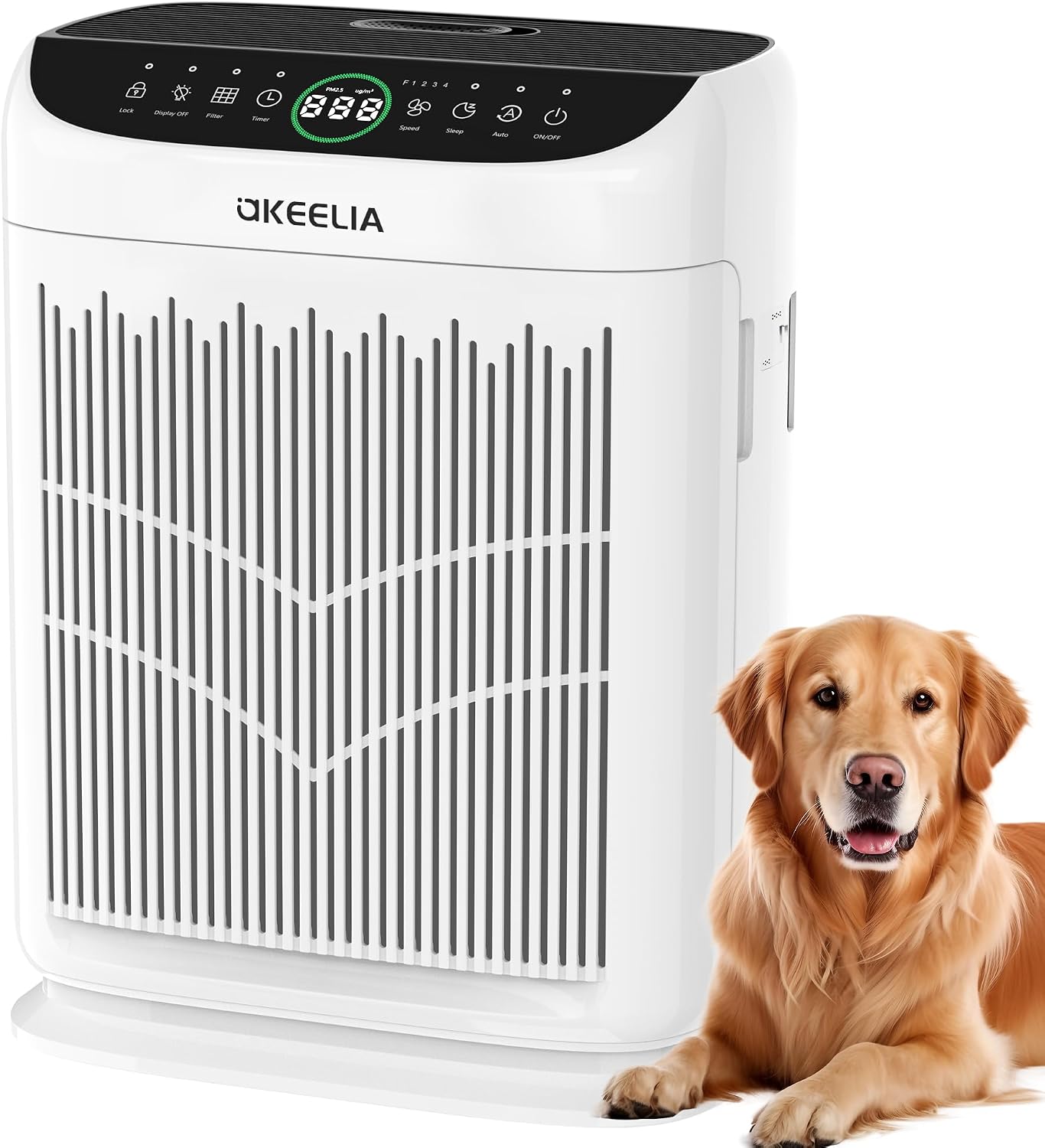 Detalle de Akeelia AP380 Air Purifier with Double-Sided Intake and PM2.5 Sensor