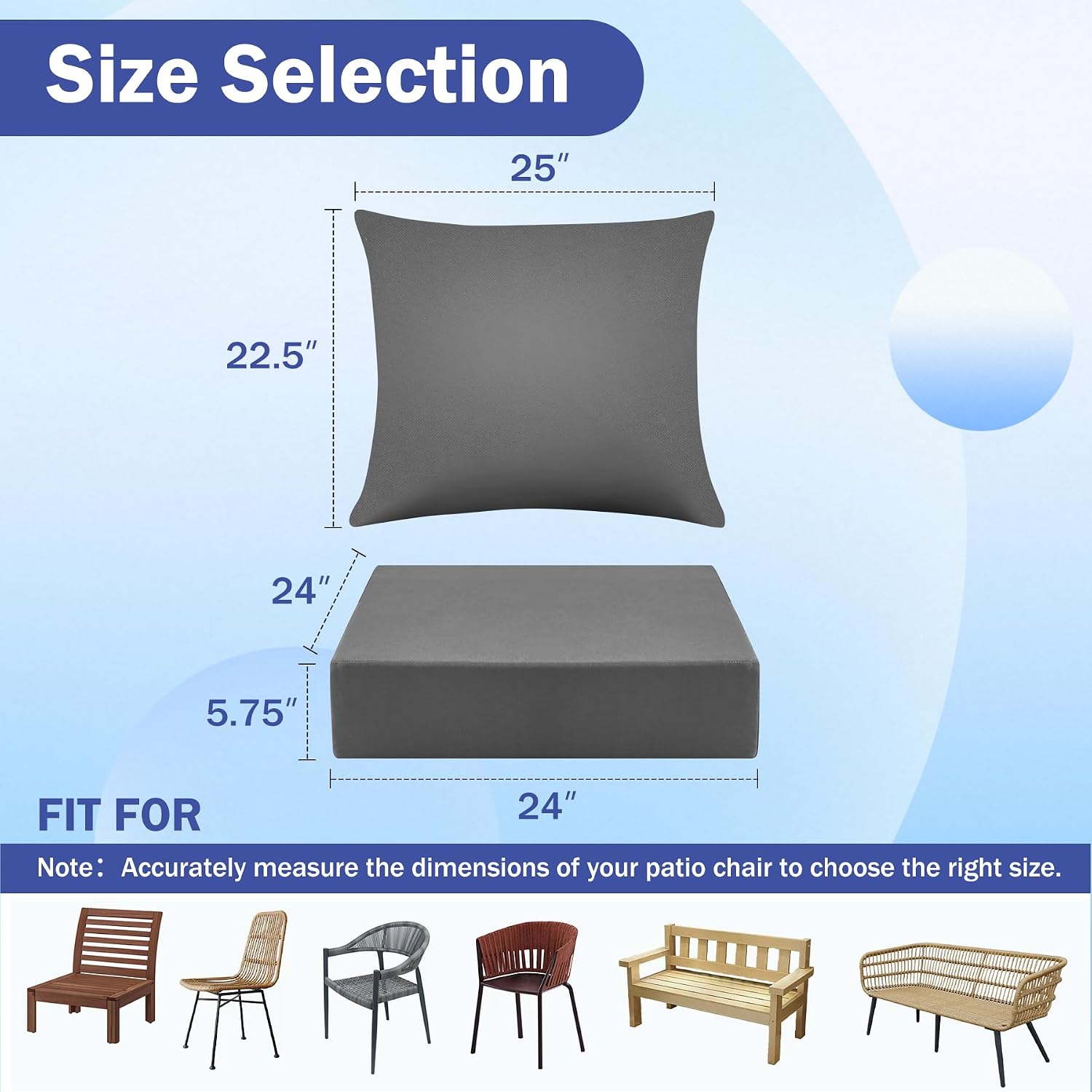 Detalle 2 de IASEAHK ISHWD2424575-25225-DarkGrey2 Outdoor Cushion Set, Dark Gray