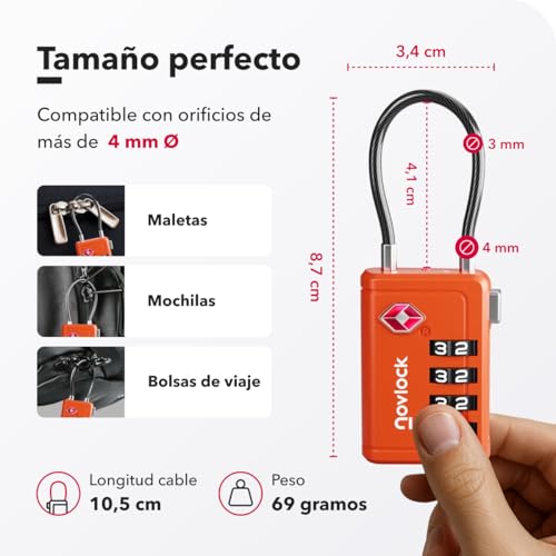 Thumbnail 1 de Candados TSA con indicador de apertura – NovLock (4 uds)