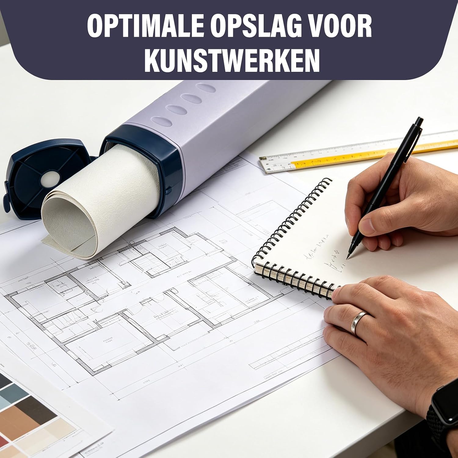 Detalle 1 de DEWEL 1 telescopische posterrol voor A0, paars, met schouderriem