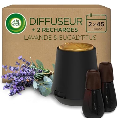 Detalle de Air Wick Diffuseur d’huiles Essentielles Brume Parfumée+ 2 Recharges Lavande et Eucalyptus