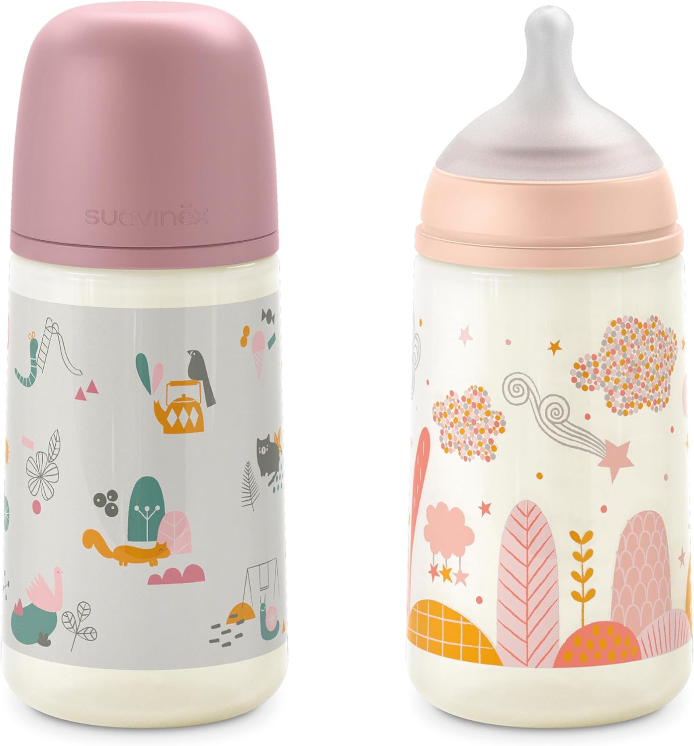 Detalle de Set 2 Biberon Suavinex Anti-Colica da 270 ml con tettarella SX Pro, flusso medio, rosa