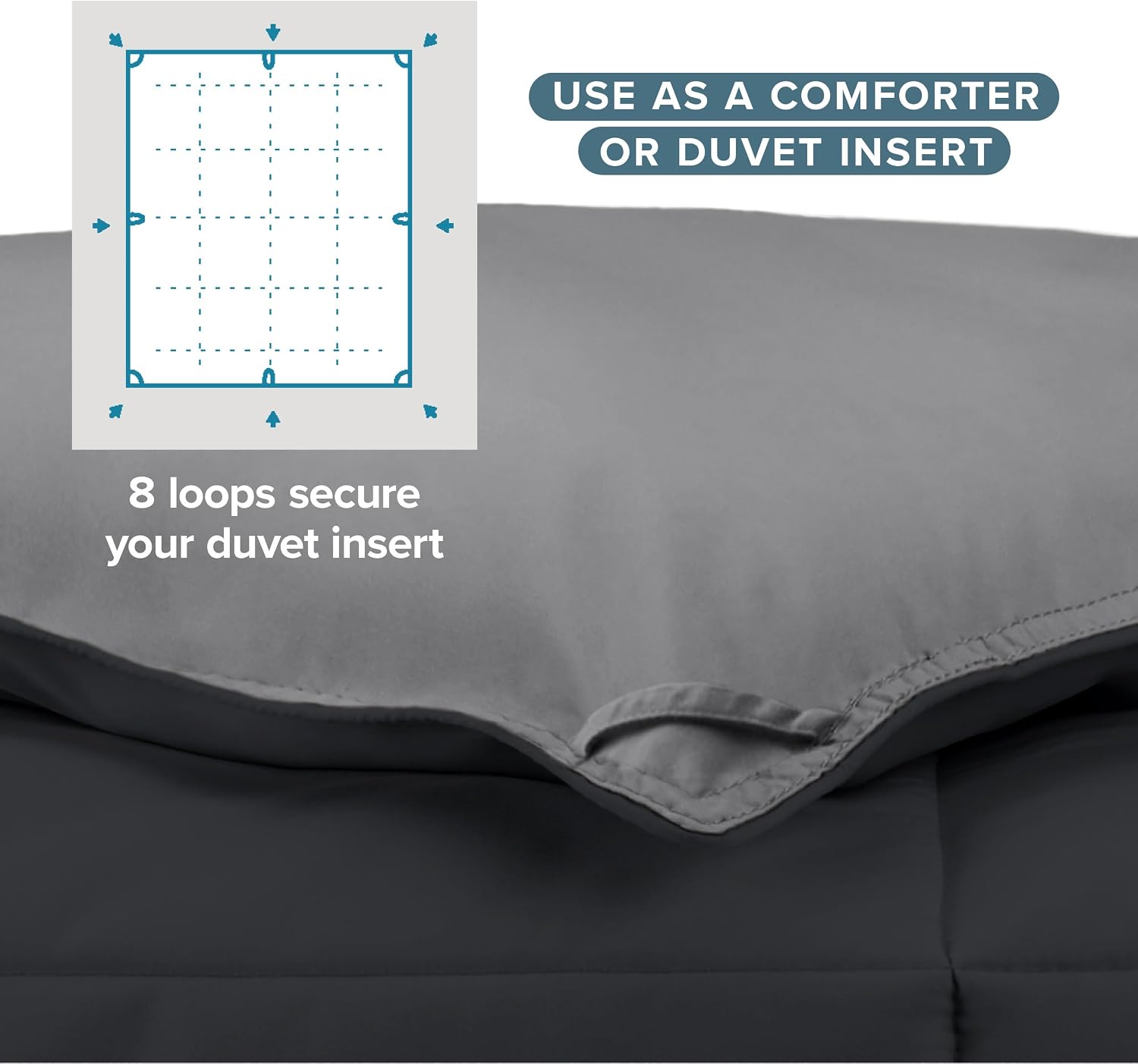Detalle de Bare Home Twin/Twin XL Comforter: Reversible Colors, Goose Down Alternative, Ultra-Soft All Season Warmth