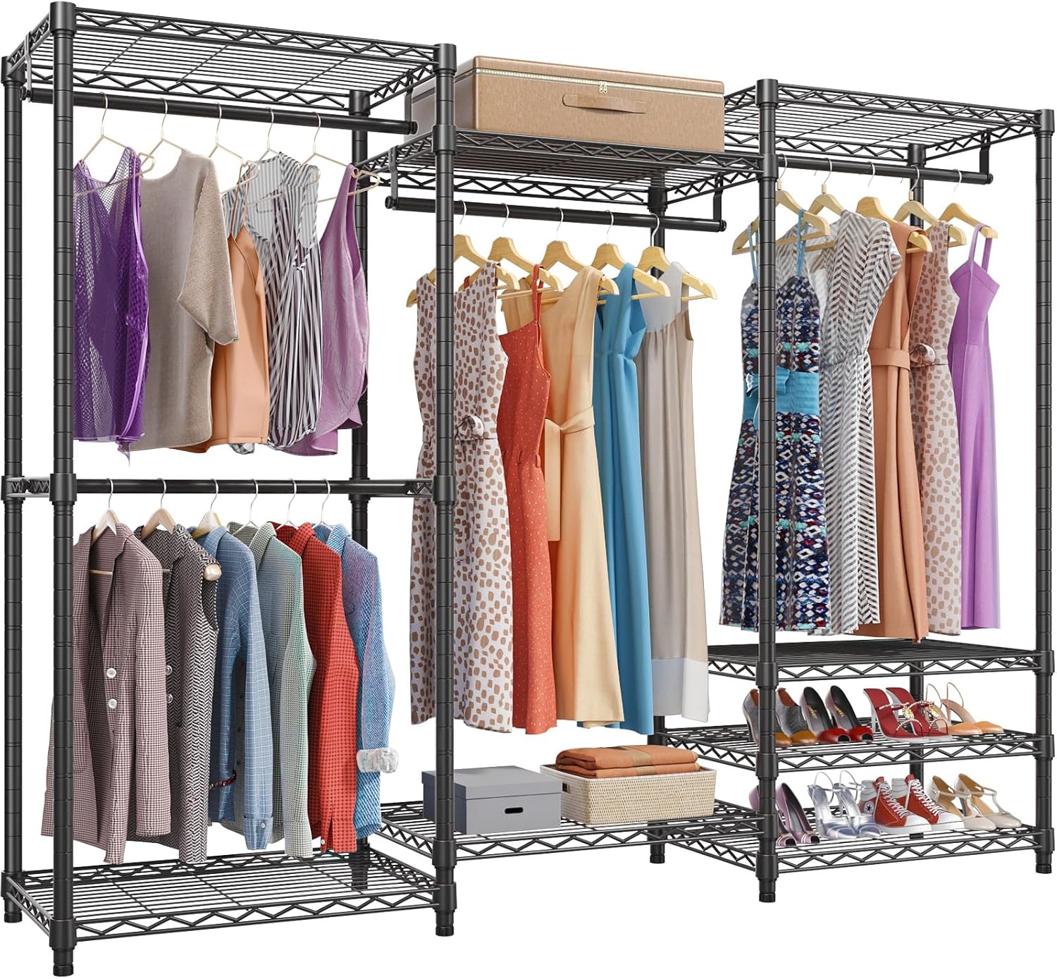 VIPEK V5 Portable Closet Rack with 4 Rods, 8 Shelves, 890LBS