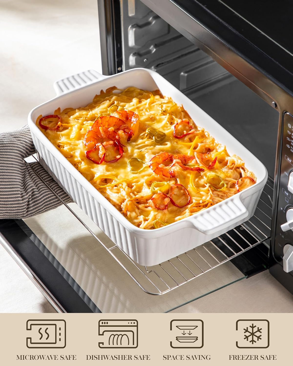 Detalle 2 de MALACASA BAKE-BAKE 9x13 Ceramic Baking Dish 4.4 QT 🍽