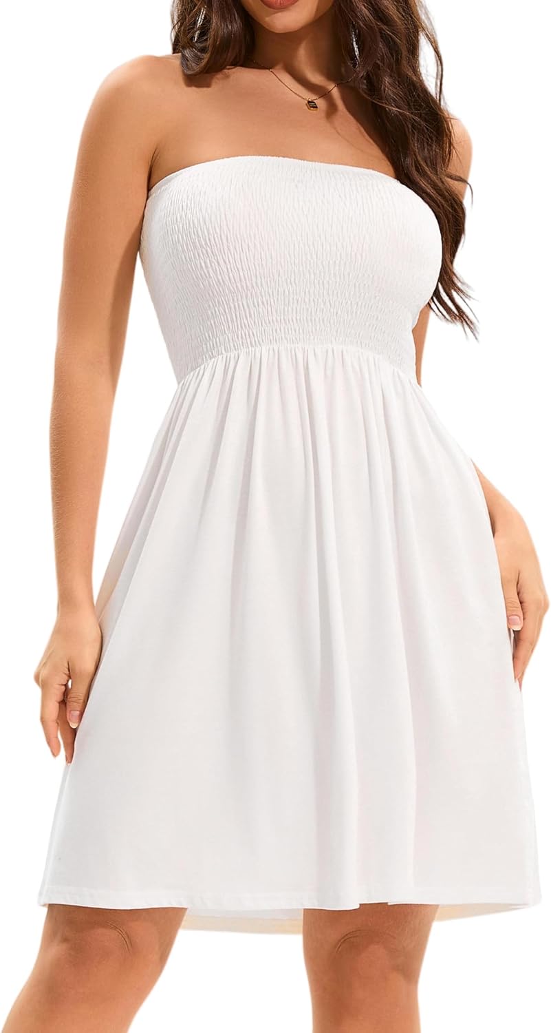 Detalle de elescat Summer Dresses for Women 2026 Strapless Beach Cover Up Sundress