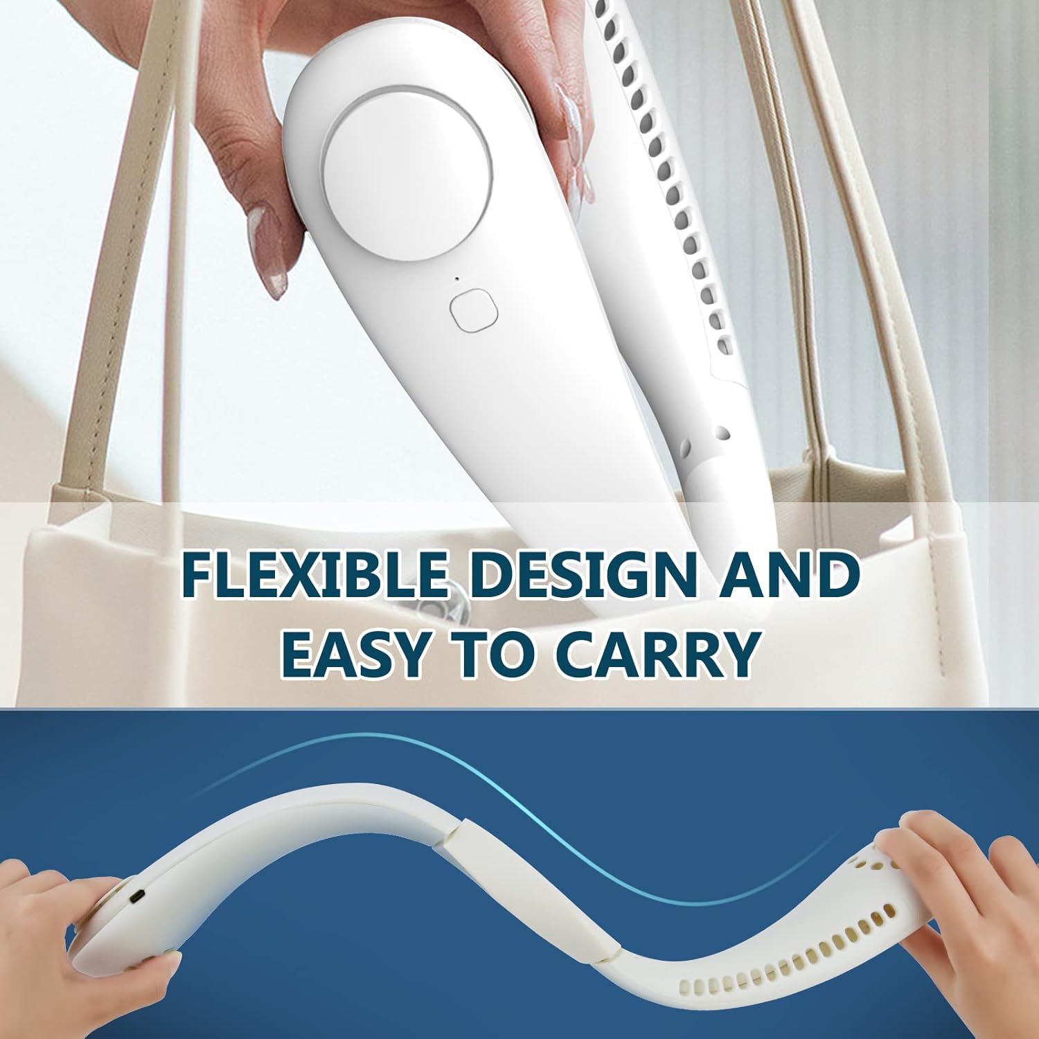 Thumbnail 6 de Portable Neck Fan with 360° Bladeless Airflow, USB Rechargeable – 3 Speeds