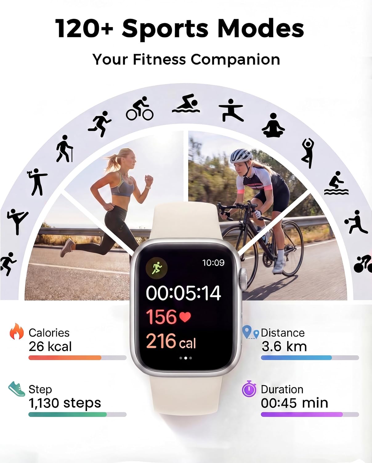 Thumbnail 2 de Smart Watches for Women & Men – Heart Rate, SpO2, Blood Pressure, Sleep Tracker & 120+ Sports Modes