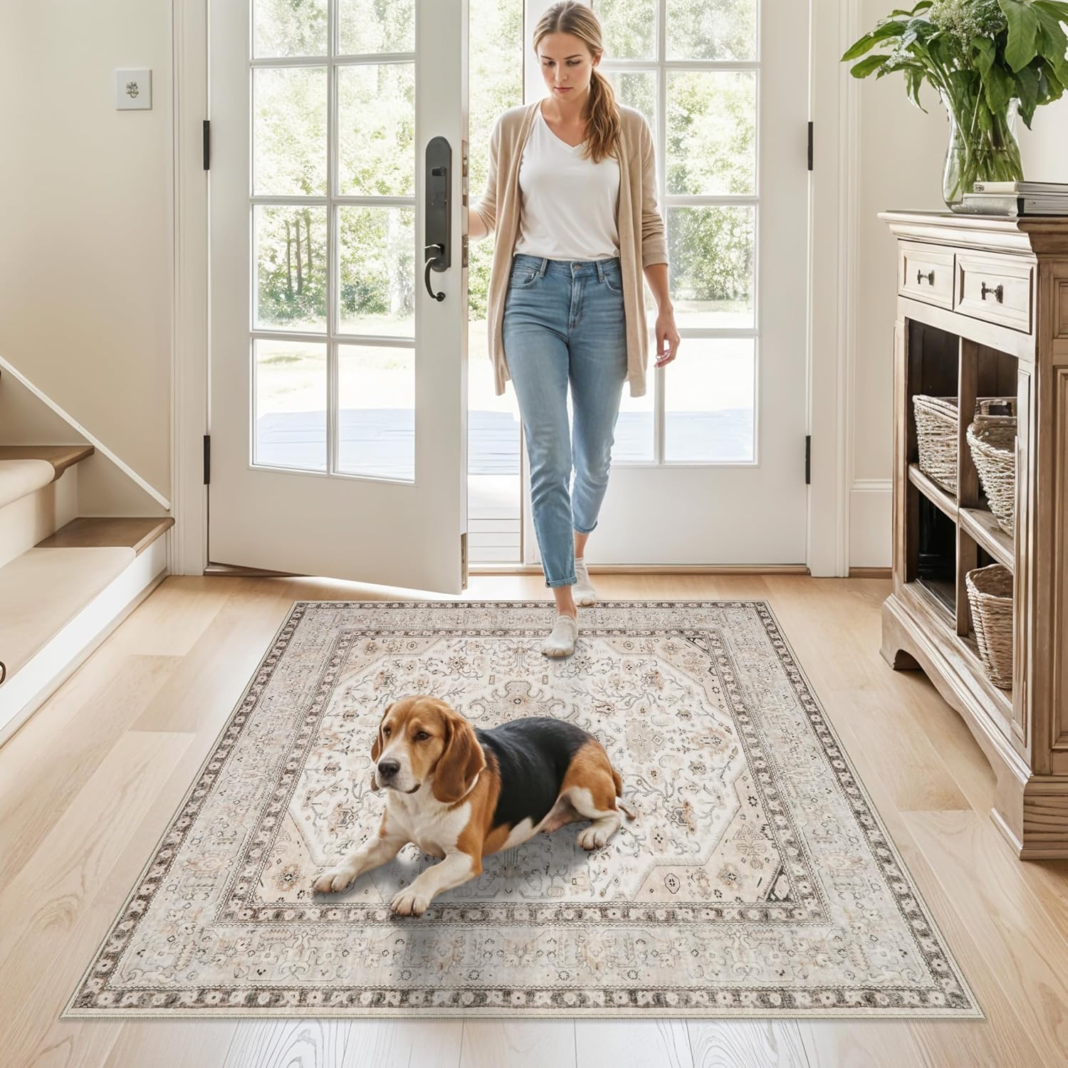 Detalle de Washable Area Rug, 4' Square