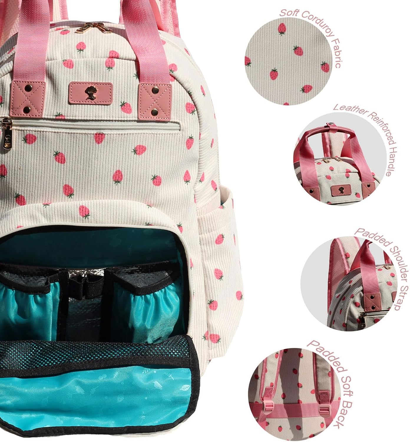 Detalle 2 de ESVAN Diaper Bag Backpack Corduroy