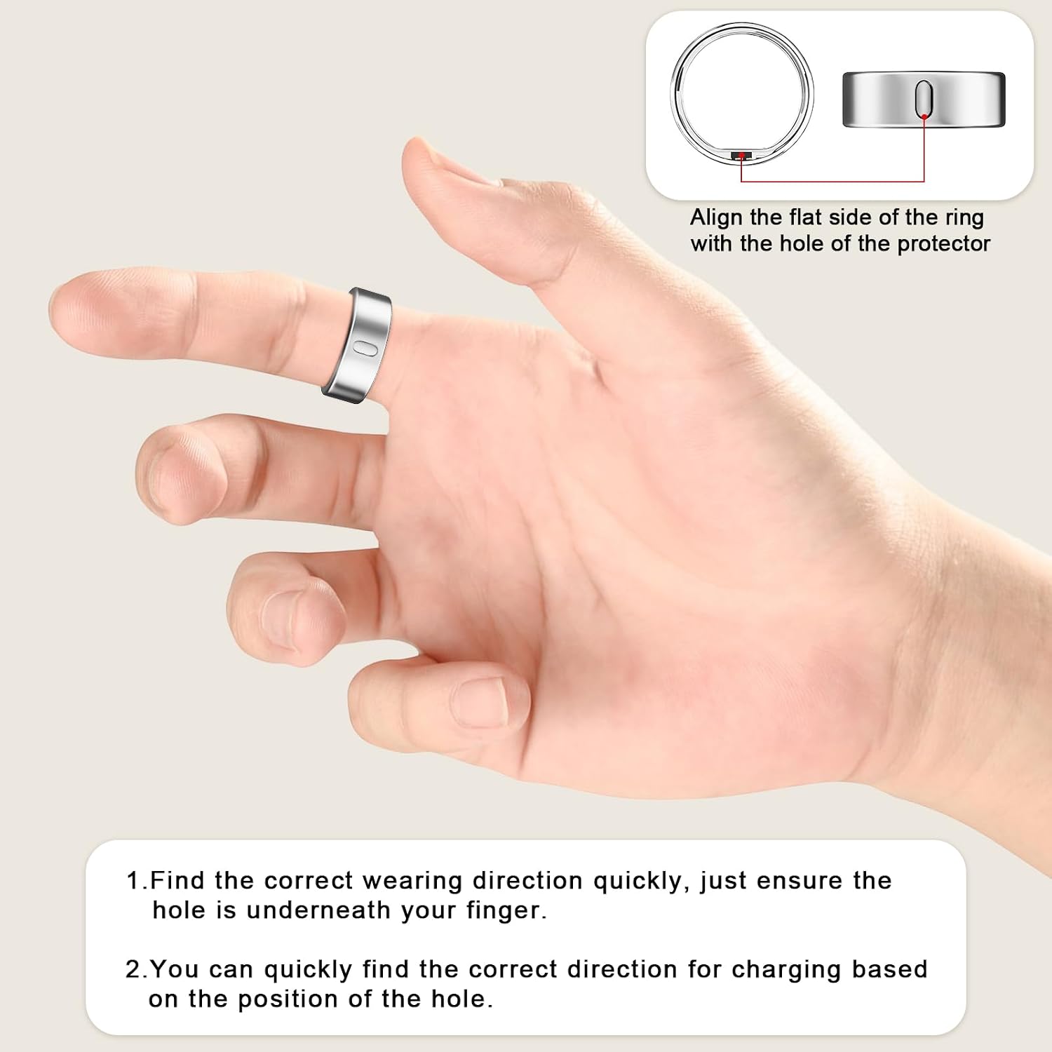 Detalle de 3 Pack TPU Ring Covers for Oura Gen 3/4 and Ultrahuman – Silver Finish, Size 8