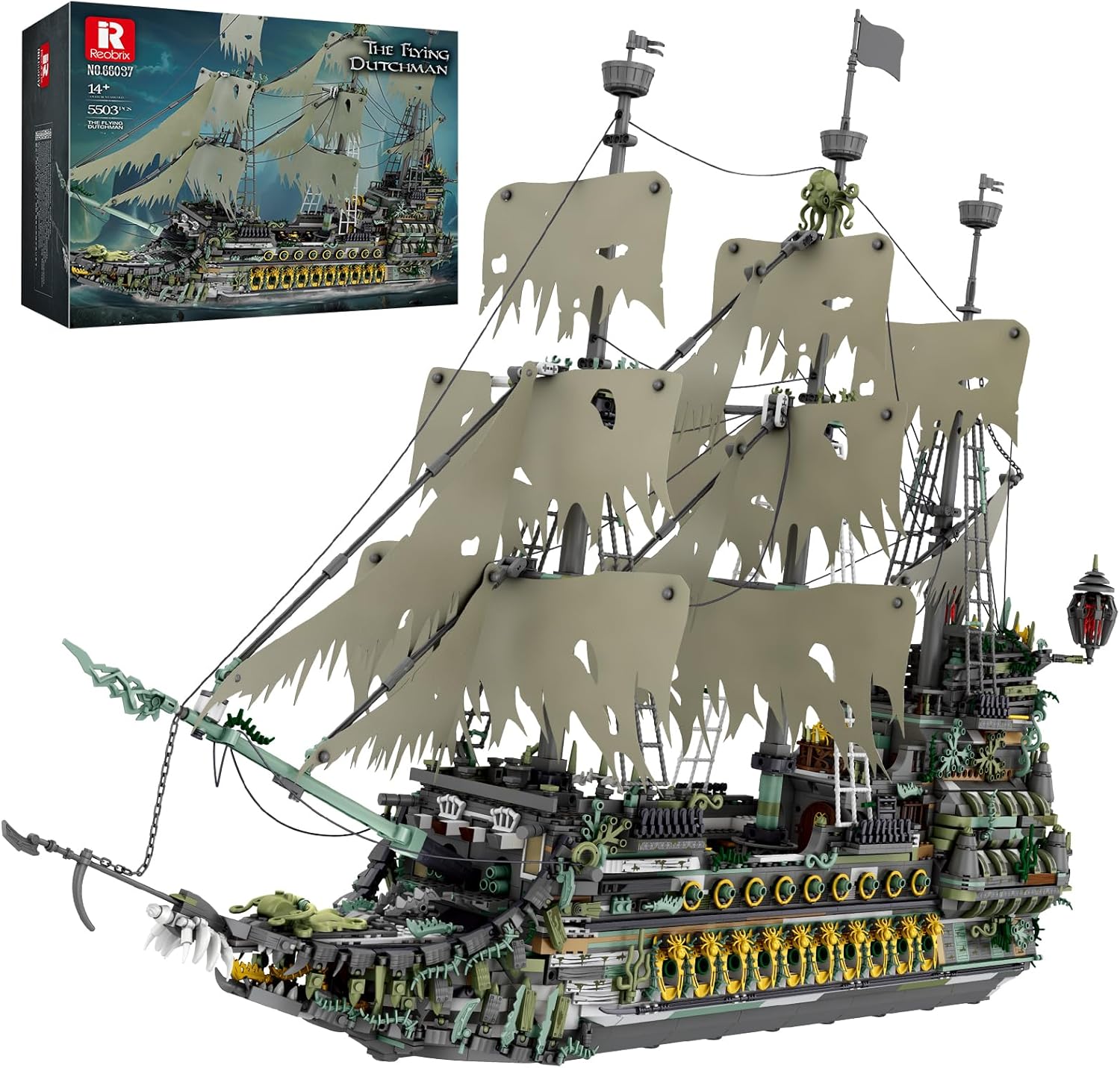 Detalle de Reobrix Flying Dutchman 66037: Set di costruzione della nave pirata da 5503 pezzi
