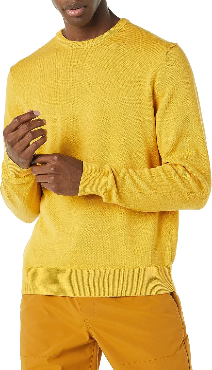 Detalle de Amazon Essentials Pull homme à col rond, coton, blanc et noir à rayures, L