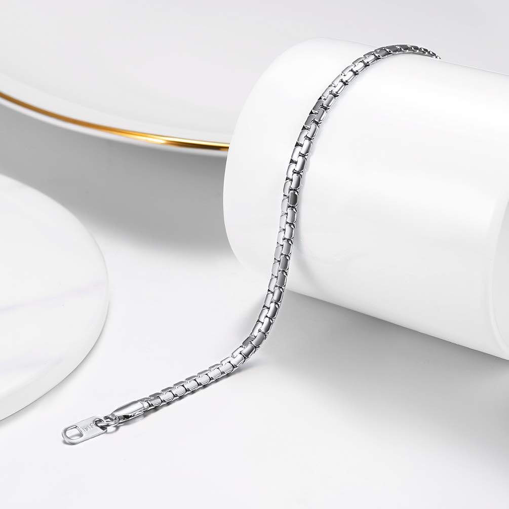 Detalle 2 de Bracelet chaîne PROSTEEL en acier inoxydable 316L, maillon plat 4 mm/6 mm (20/22 cm)
