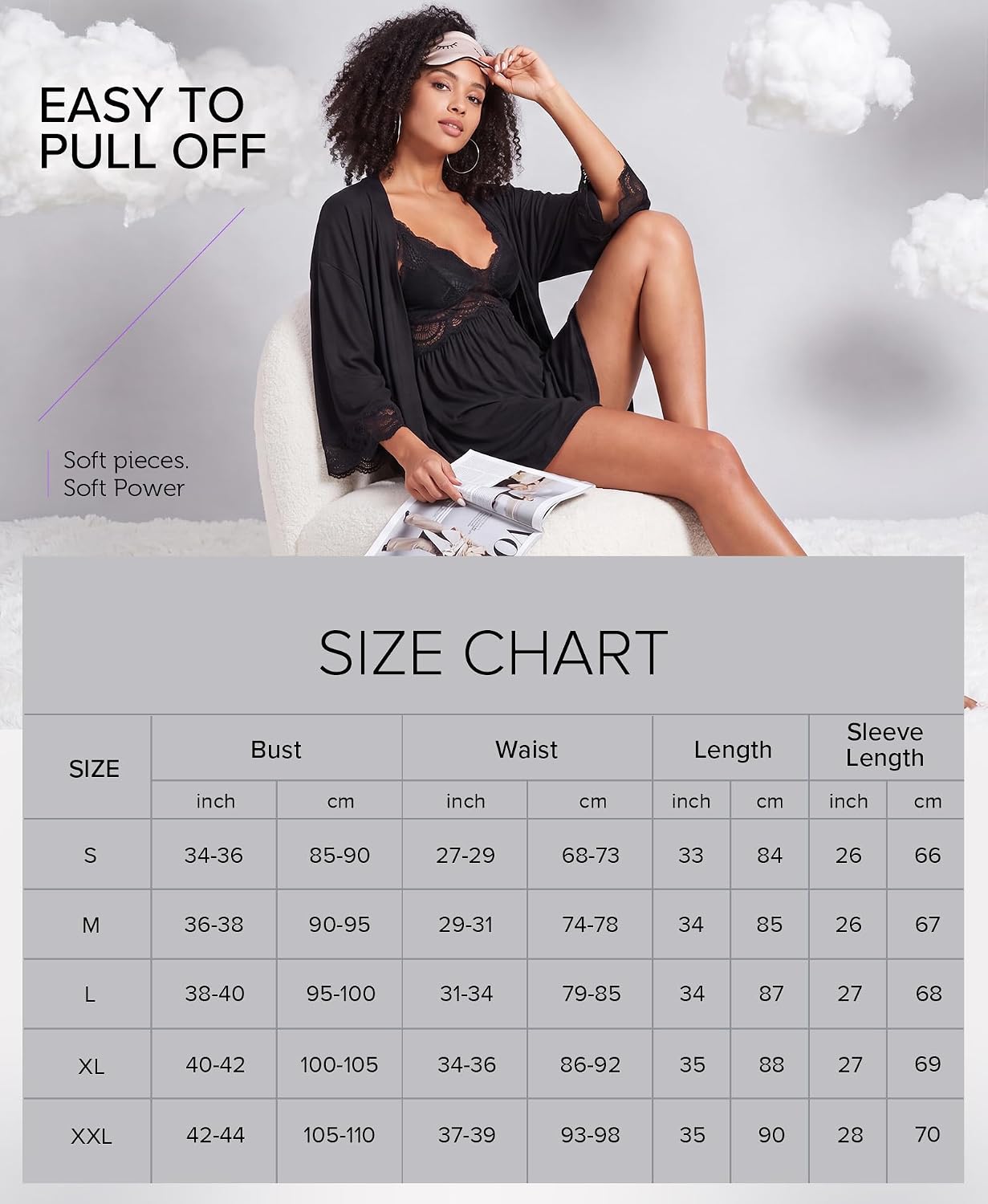 Thumbnail 2 de RSLOVE Women's Lace Nightgown and Robe Set, 2-Piece Soft Modal