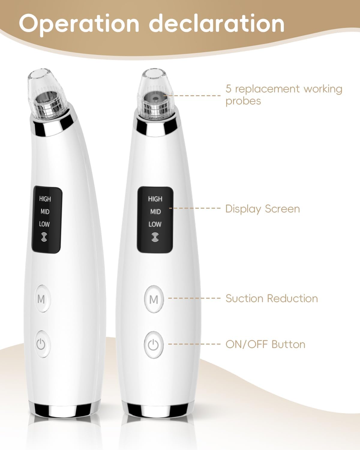 Detalle de Pore Vacuum Blackhead Remover - Pore Extractor with 5 Attachments & 3 Suction Levels (White)