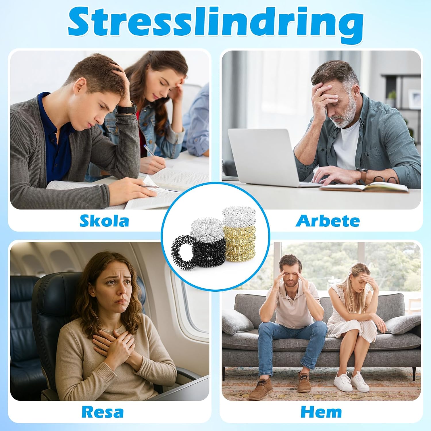 Detalle 1 de YANGTSUNG 24-pack akupressurringar, 30 mm, i stål för fingermassage