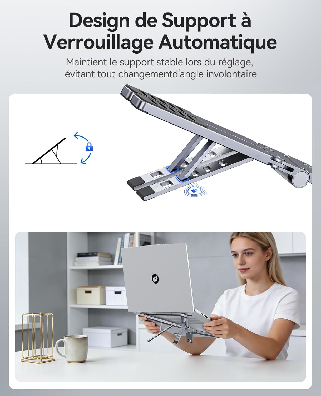 Detalle 1 de ORICO Support Ordinateur Portable PN1 3-en-1 pliable en aluminium (jusqu’à 17")