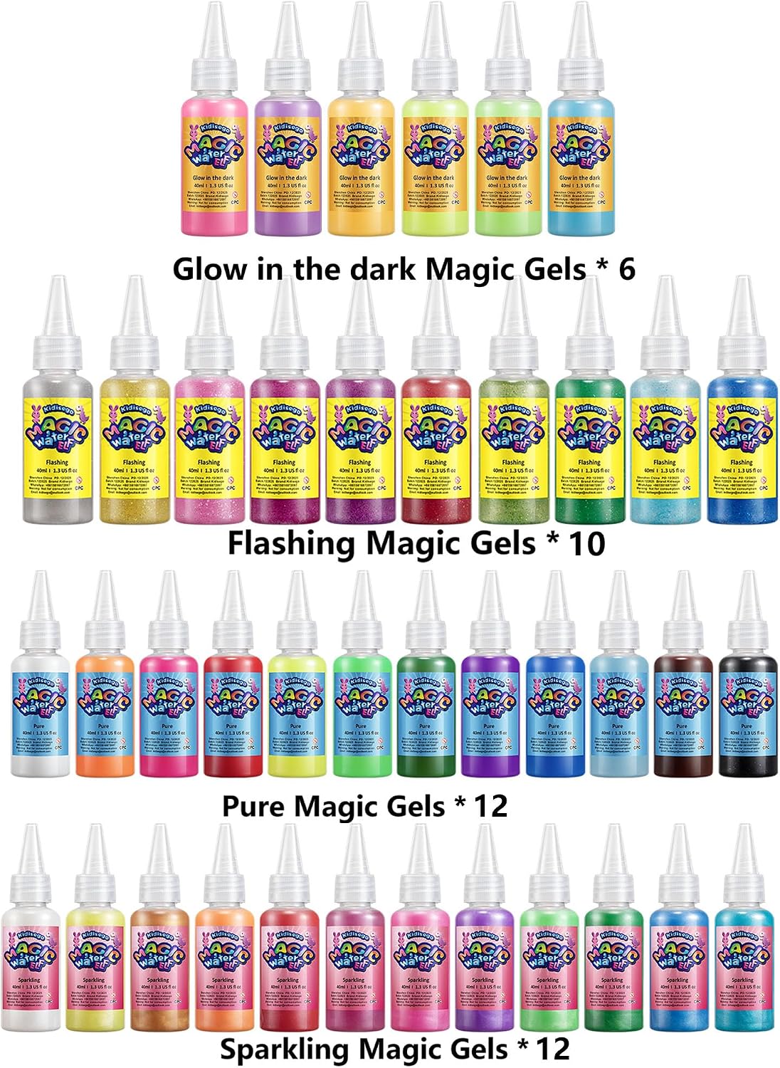 Detalle de Kidisego Magic Water Elf Toy Kit: 40 Colors Aqua Fairy Gel Craft & 24 Molds