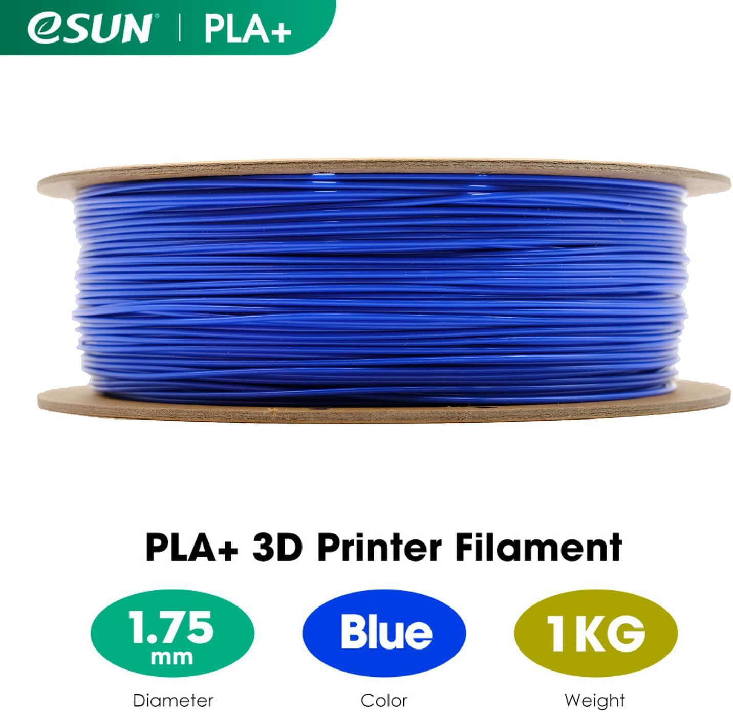 Detalle 2 de eSUN PLA+ Filament 1.75mm – Enhanced Toughness Blue, 1kg spool