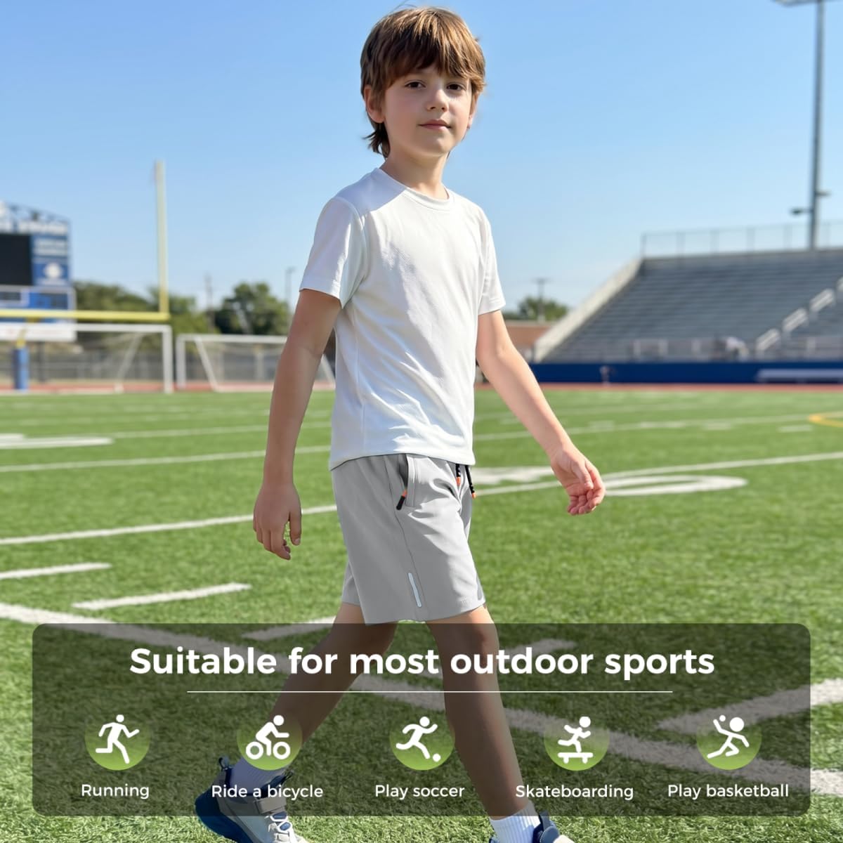 Thumbnail 6 de ANHDM Boys Shorts Quick Dry Athletic Running Shorts with Zipper Pockets