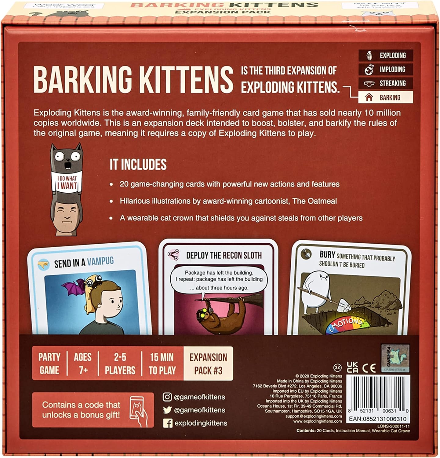 Thumbnail 5 de Exploding Kittens : Barking Kittens Expansion Pack – extension officielle pour 2–5 joueurs