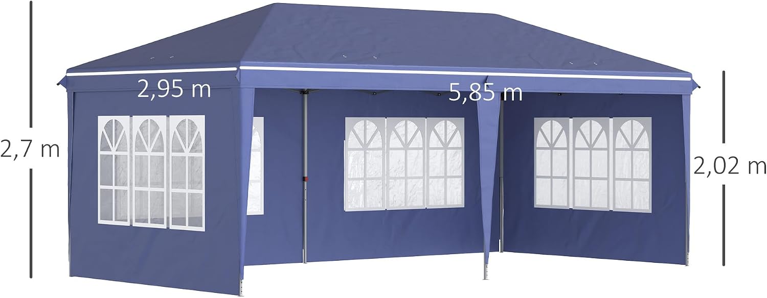 Thumbnail 6 de Outsunny Tonnelle de Jardin extérieure Pop-up Pliante 3x6 m – Barnum 3 côtés démontables, blanc