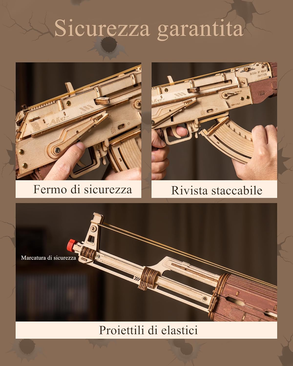 Thumbnail 3 de ROKR Puzzle 3D in Legno LQ901: Modellino da Costruire con Elastici 315 Parti
