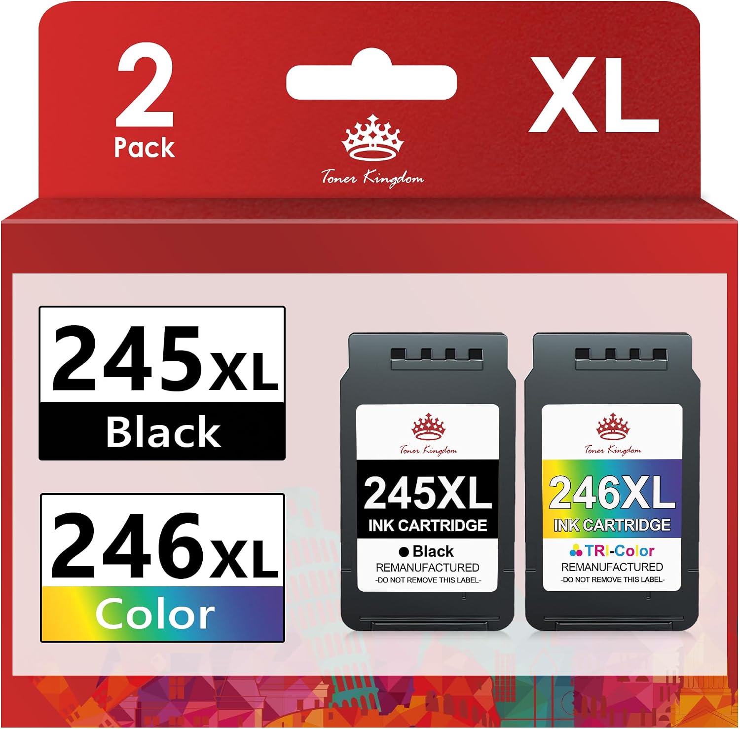 Detalle de Toner Kingdom 245XL/246XL Compatible Ink Cartridges, Black and Tri-Colour 2-Pack