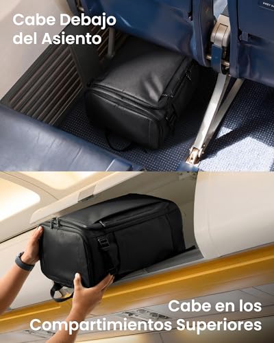 Detalle de tomtoc Mochila Navigator-T69: 40×30×20 cm expandible (23‑28 L) para cabina de avión