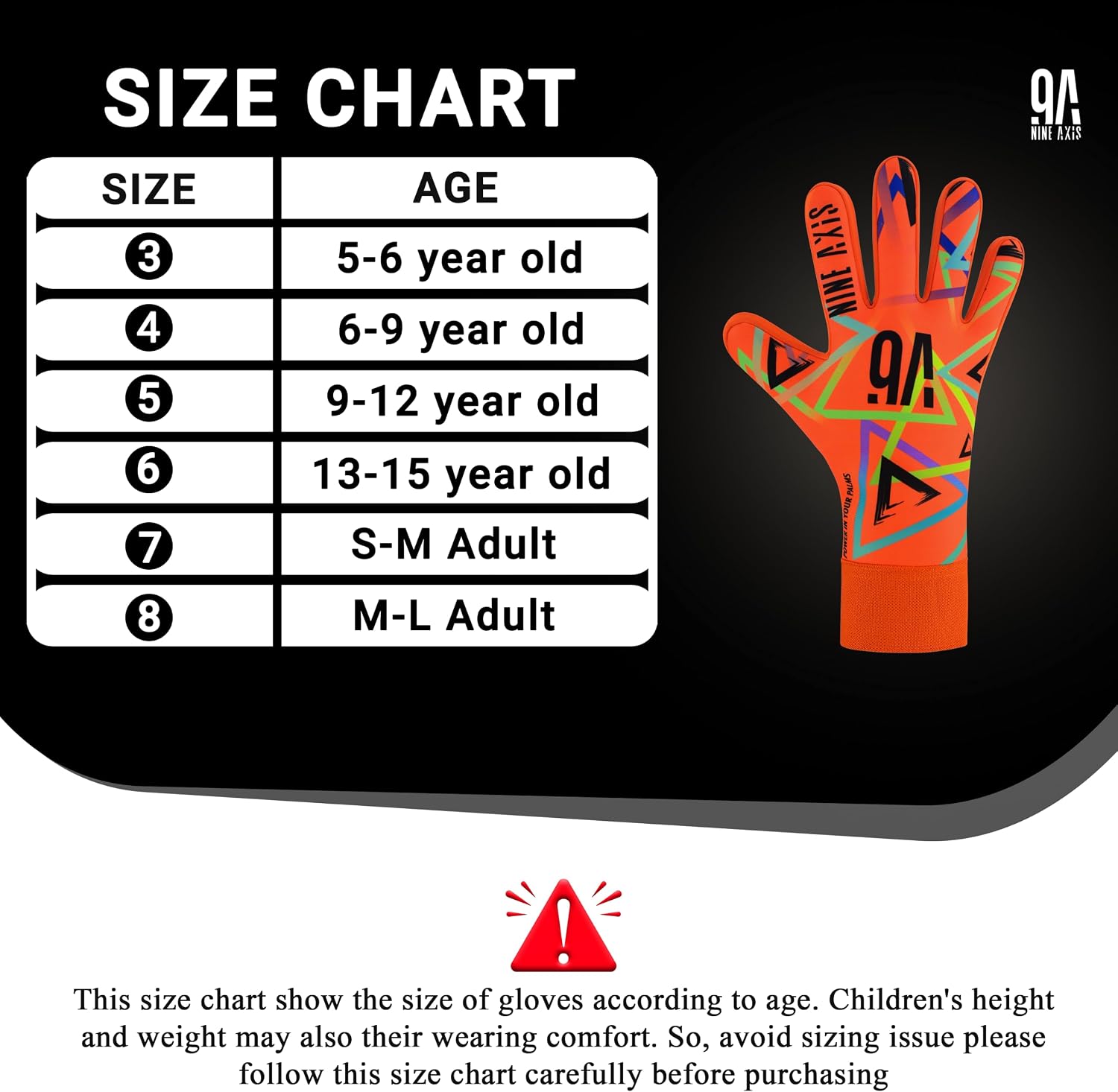 Thumbnail 6 de NINE AXIS Youth Goalkeeper Gloves with Latex Palm