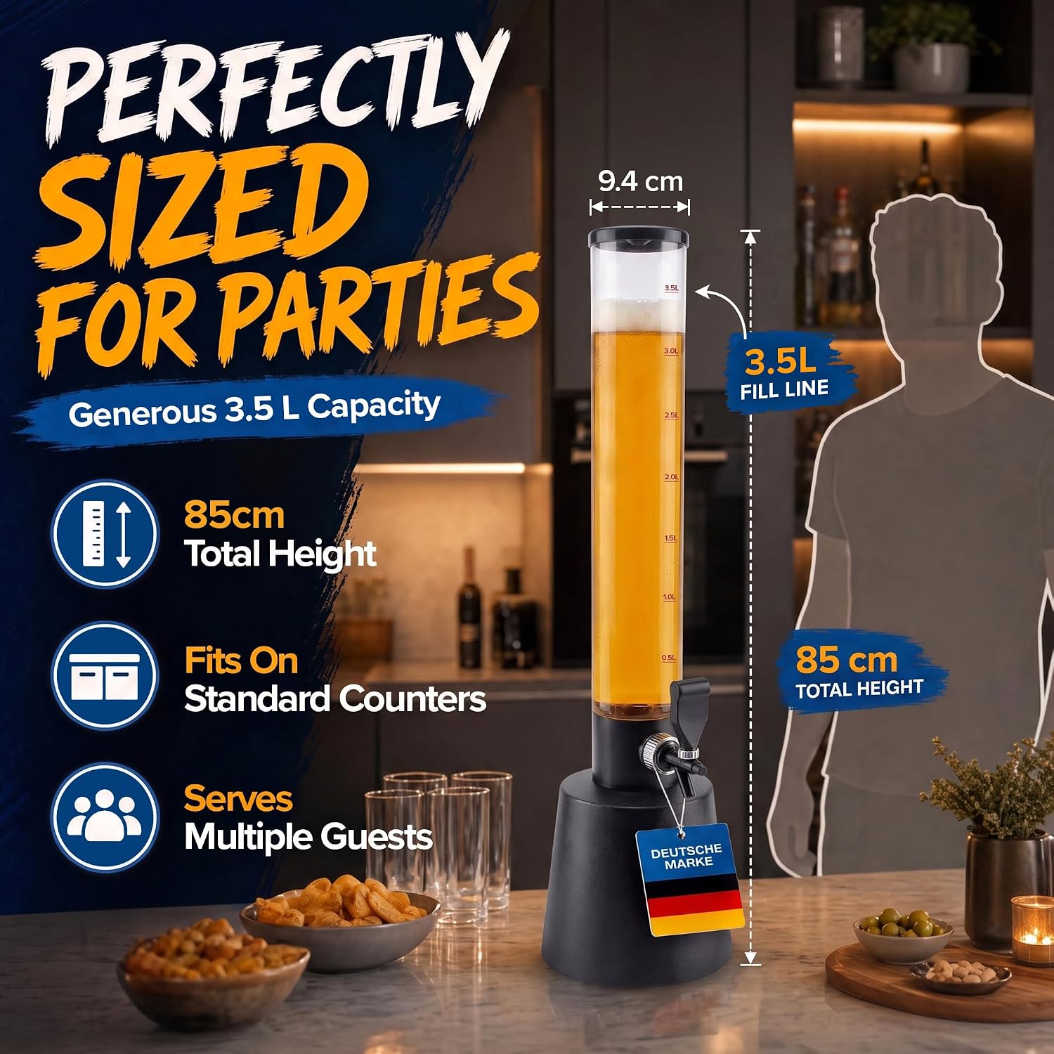 Thumbnail 6 de GOODS+GADGETS® 3.5 L Beer Tower Dispenser with Tap, Ice & Stainless Steel