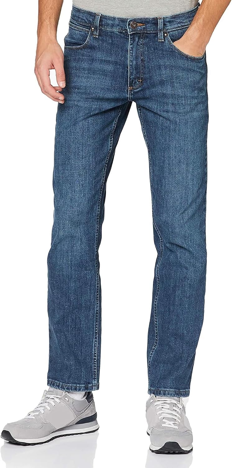 Detalle de Wrangler Herren Jeans Straight – Mid Waist, Regular Fit, Authentic Blue