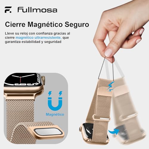 Detalle 2 de Fullmosa Correa magnética Milanese Loop para Apple Watch 42mm/41mm/40mm/38mm (acero inoxidable) Oro Rosa