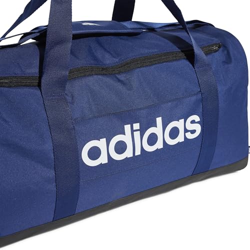 Detalle de Adidas Unisex Essentials Linear Duffel Bag – Dark Blue/White (M)