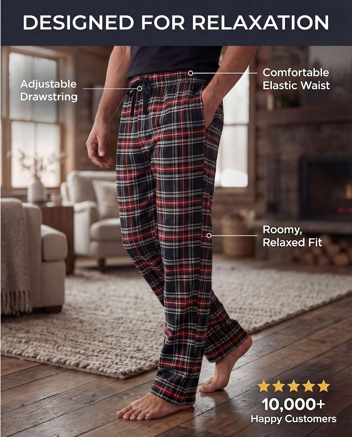 Detalle de Real Essentials 3 Pack Pajama Pants, Big & Tall