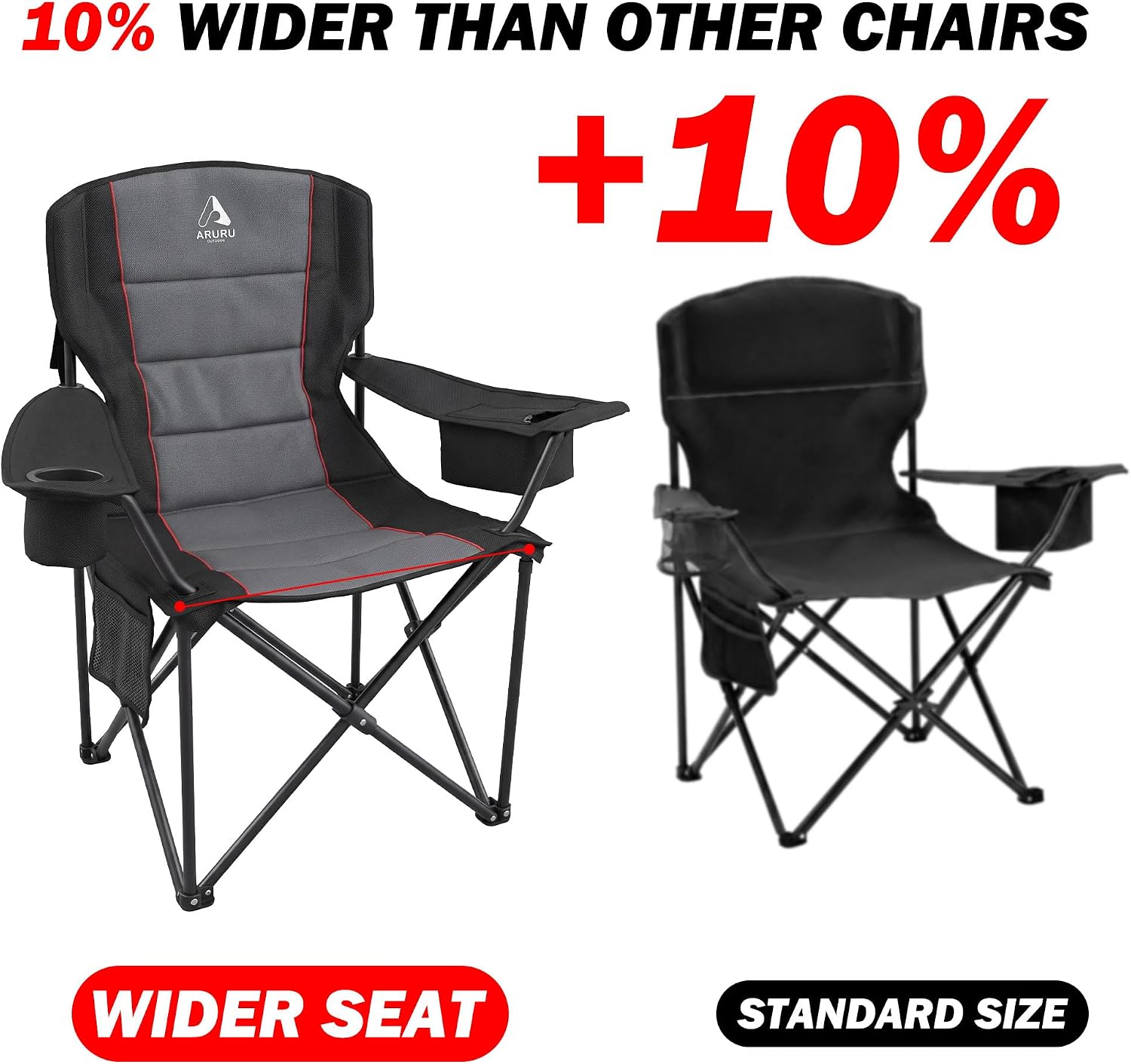 Detalle 2 de ARURU 227 Oversized Folding Camping Chair, Padded with Cooler and Pockets