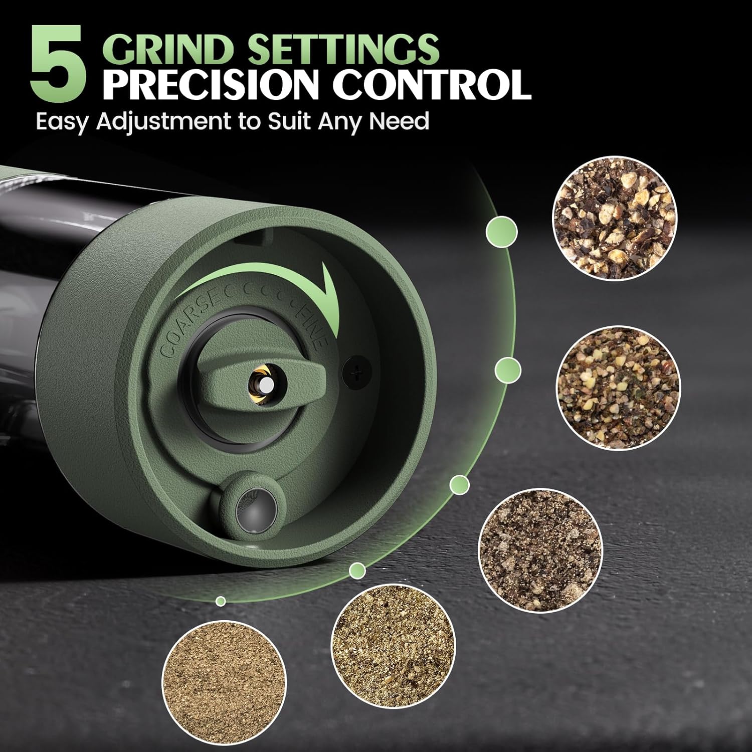 Detalle de Salt and Pepper Grinder Set Mom Gifts: Electric One-Handed, Adjustable Coarsegrind with LED Light