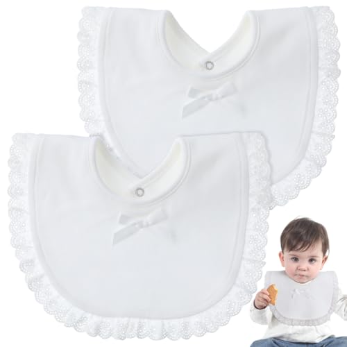 Detalle de Hohopeti: Pack de 2 Baberos de Algodón para Bebés con Encaje y Toallas Absorbentes para Recién Nacidos