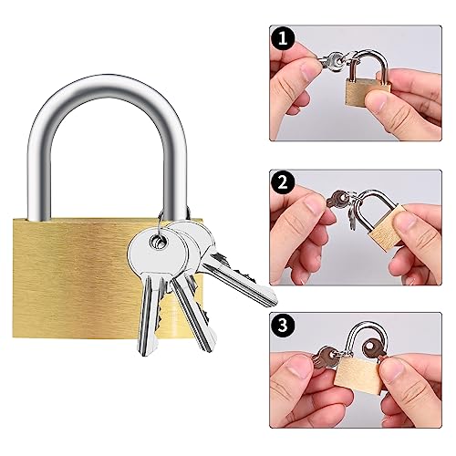 Detalle de Cieex Lot de 4 Cadenas Clé en Laiton – Petit format pour casiers et bagages