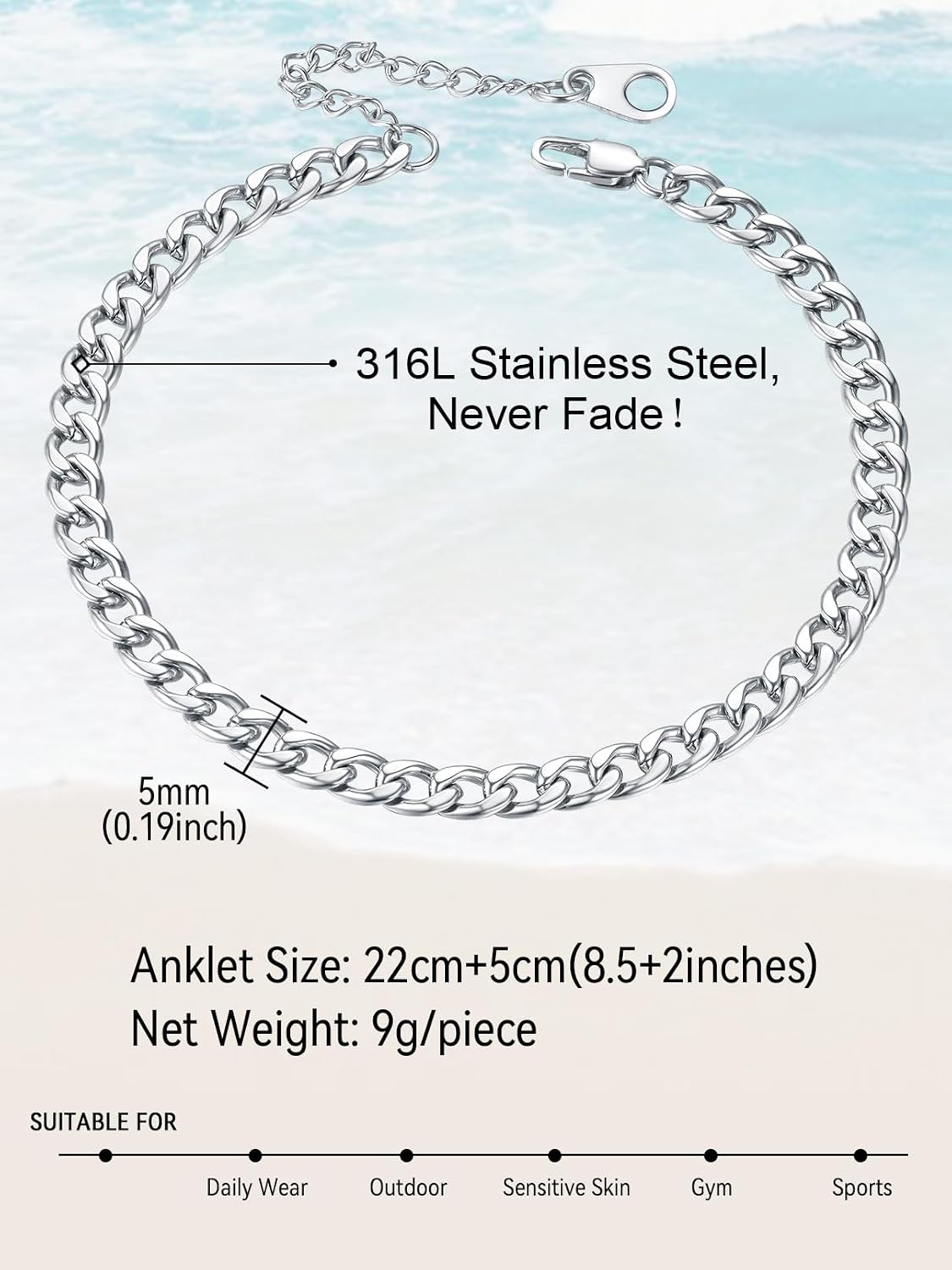 Thumbnail 1 de FaithHeart Chaine Cheville 20–27 cm Chaine Cheville Or Plaqué