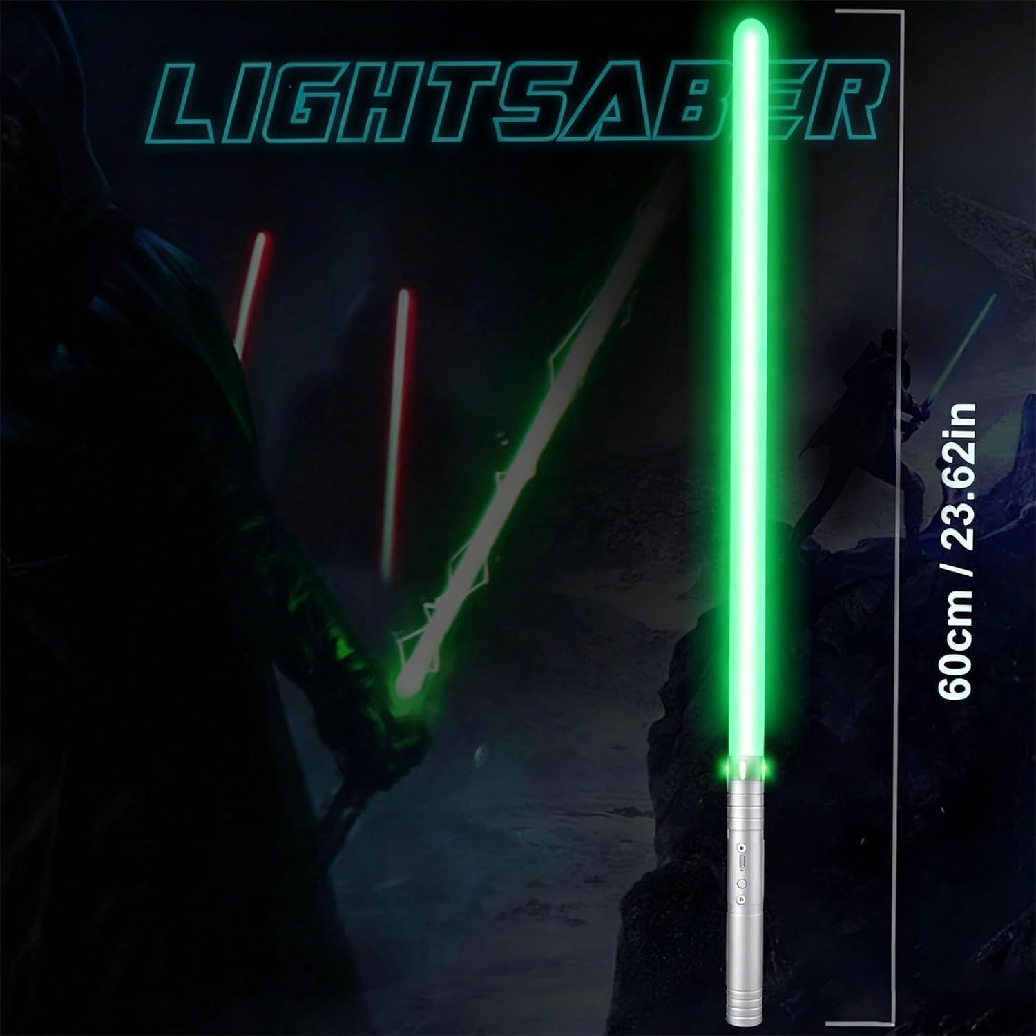Detalle de Lightsaber with Dueling Metal Hilt, 15-Color Changeable RGB, USB-C Rechargeable (60cm)