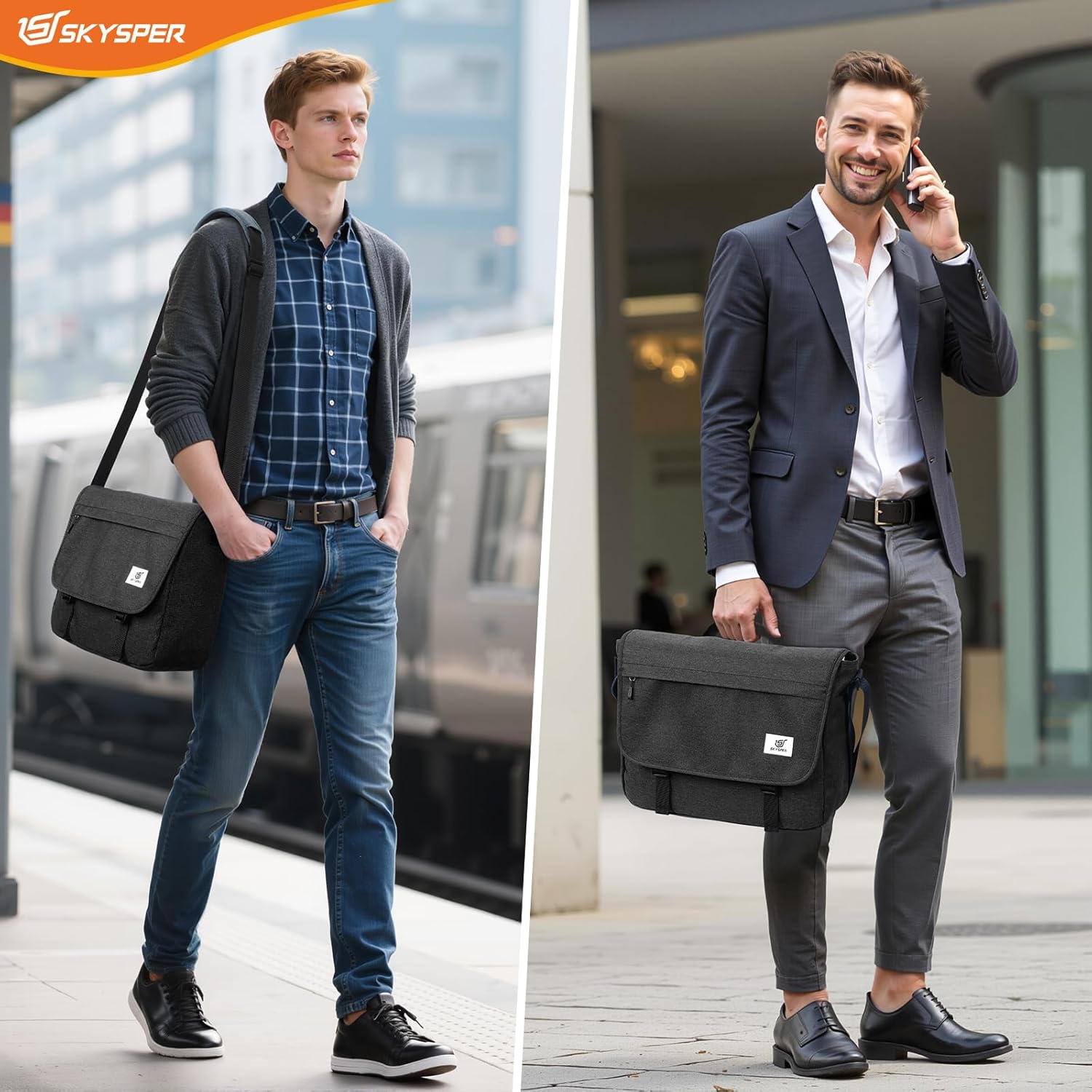 Thumbnail 1 de SKYSPER URBANX15 Messenger Bag – 15,6-Zoll-Laptoptasche mit RFID-Schutz, Schwarz